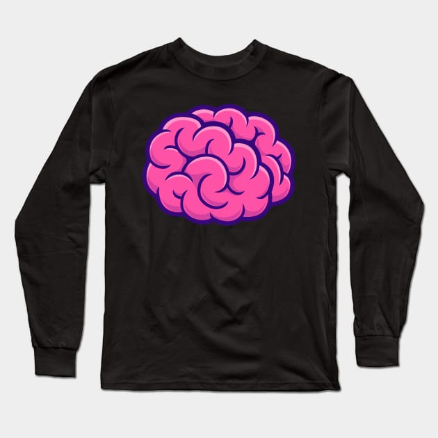 Brain Cartoon Illustration Long Sleeve T-Shirt by Catalyst Labs